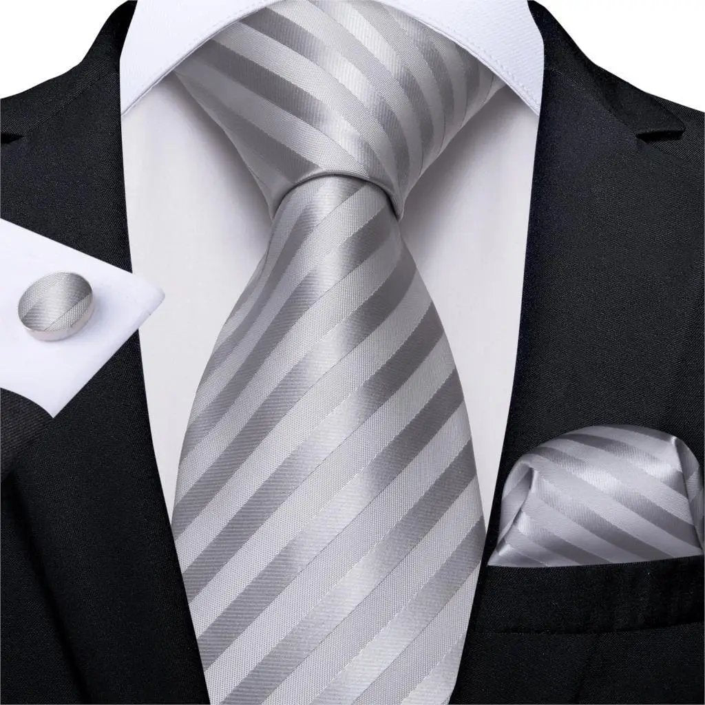 Designer Silk Necktie Hanky & Cufflink Set Groomsmen Accessories Luxurious Weddings