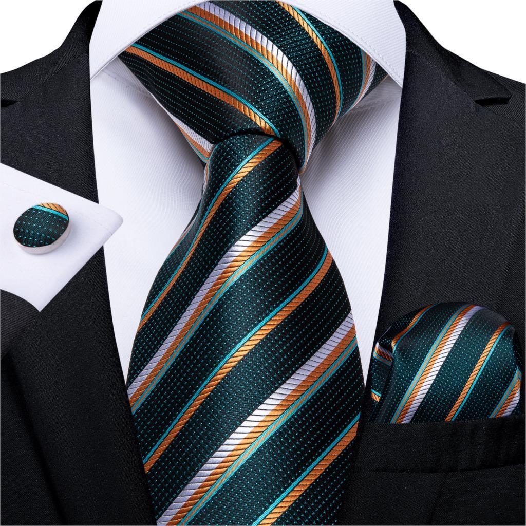 Designer Silk Necktie Hanky & Cufflink Set Groomsmen Accessories Luxurious Weddings