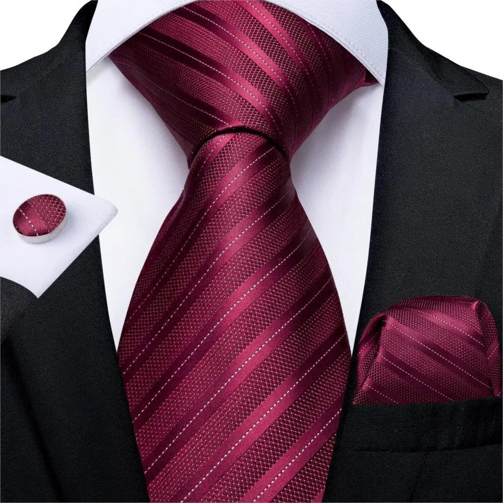 Designer Silk Necktie Hanky & Cufflink Set Groomsmen Accessories Luxurious Weddings