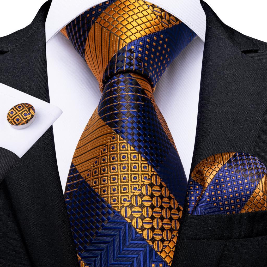 Designer Silk Necktie Hanky & Cufflink Set Groomsmen Accessories Luxurious Weddings