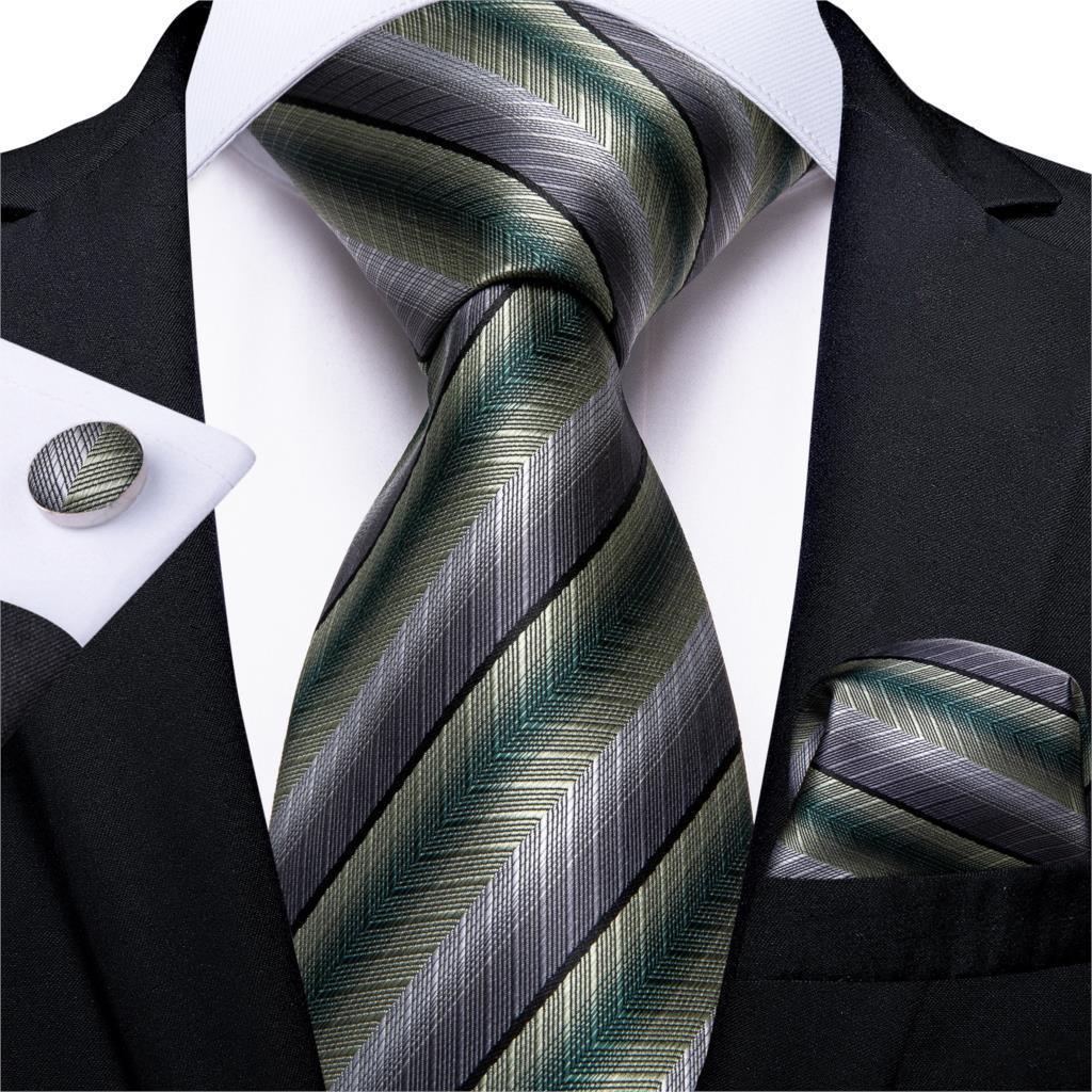 Designer Silk Necktie Hanky & Cufflink Set Groomsmen Accessories Luxurious Weddings