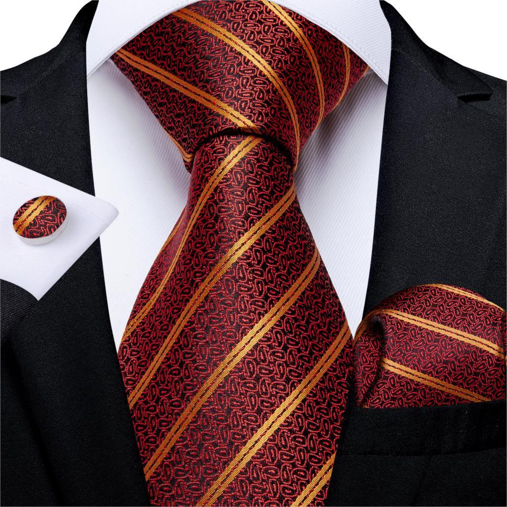 Designer Silk Necktie Hanky & Cufflink Set Groomsmen Accessories Luxurious Weddings