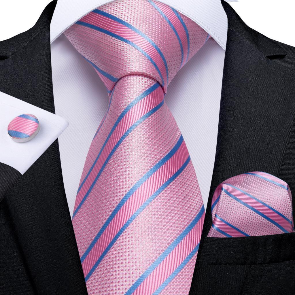 Designer Silk Necktie Hanky & Cufflink Set Groomsmen Accessories Luxurious Weddings