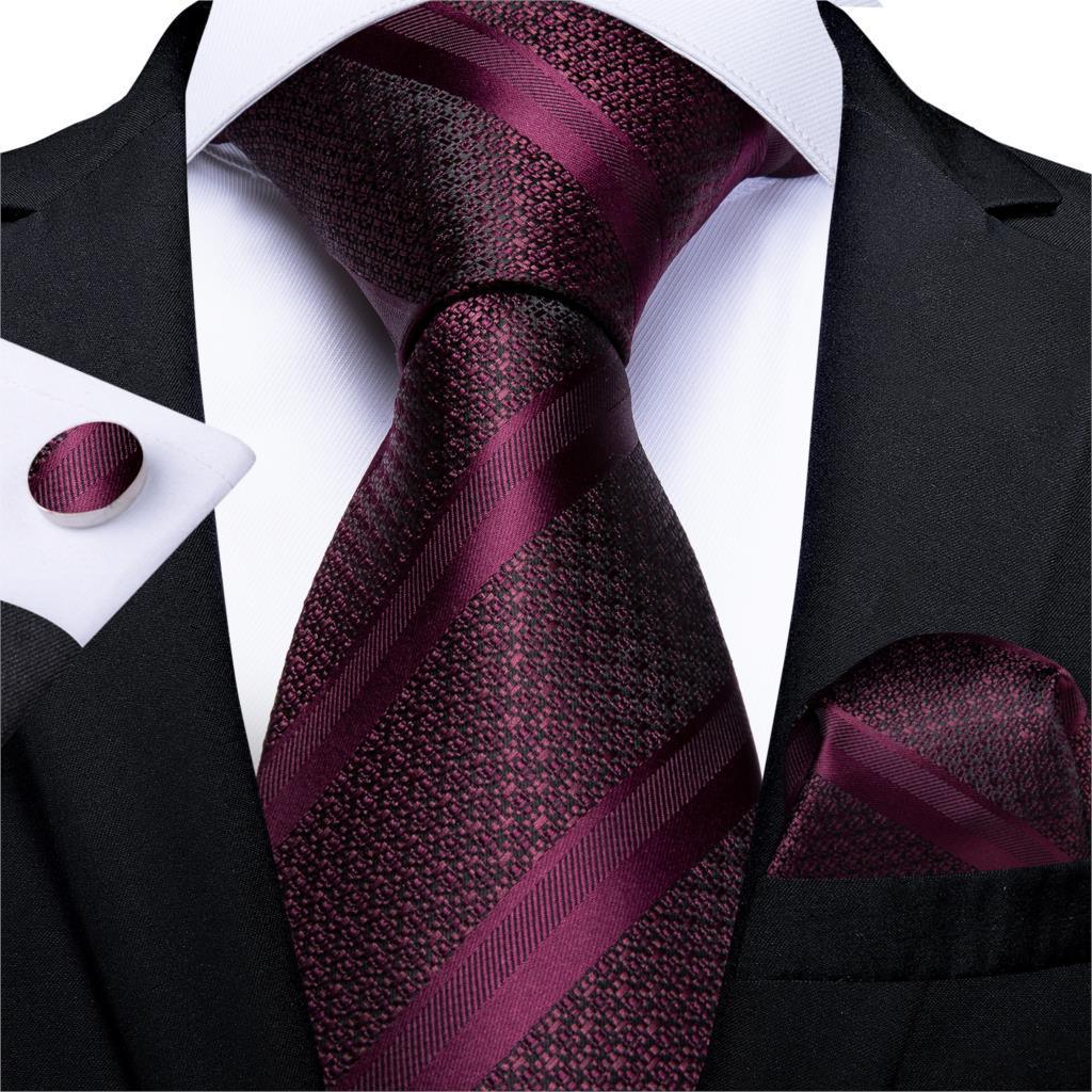 Designer Silk Necktie Hanky & Cufflink Set Groomsmen Accessories Luxurious Weddings
