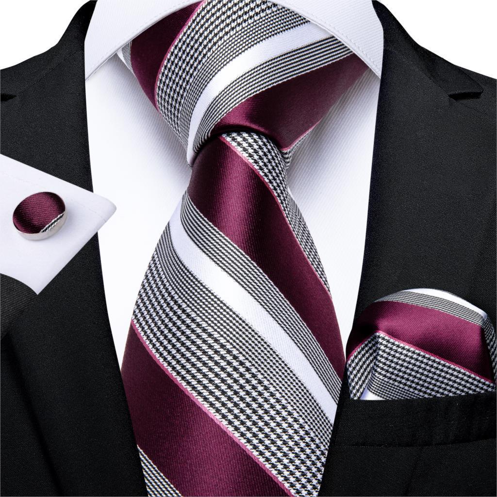 Designer Silk Necktie Hanky & Cufflink Set Groomsmen Accessories Luxurious Weddings