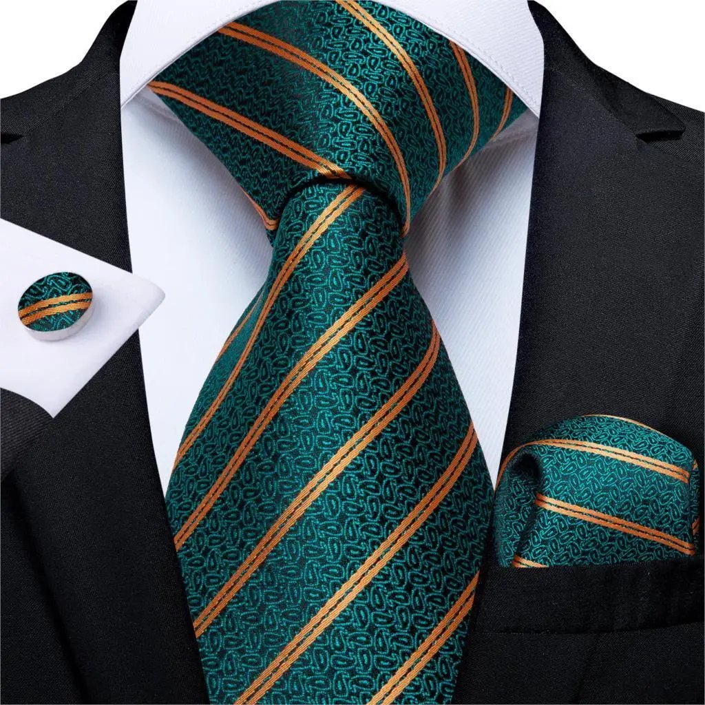 Designer Silk Necktie Hanky & Cufflink Set Groomsmen Accessories Luxurious Weddings
