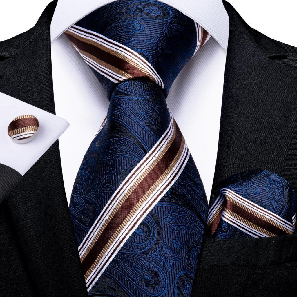 Designer Silk Necktie Hanky & Cufflink Set Groomsmen Accessories Luxurious Weddings