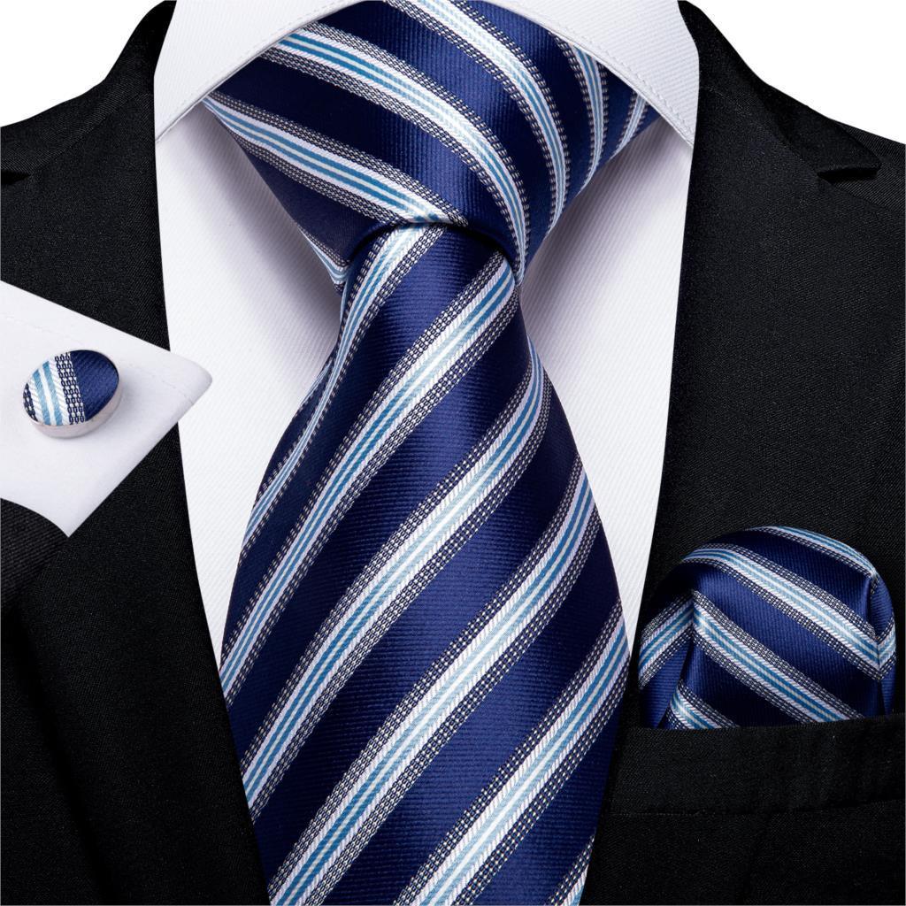 Designer Silk Necktie Hanky & Cufflink Set Groomsmen Accessories Luxurious Weddings