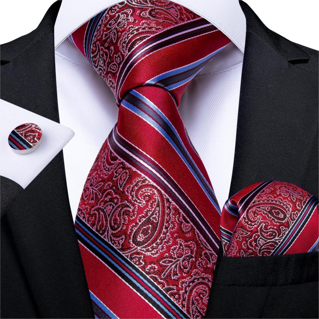 Designer Silk Necktie Hanky & Cufflink Set Groomsmen Accessories Luxurious Weddings