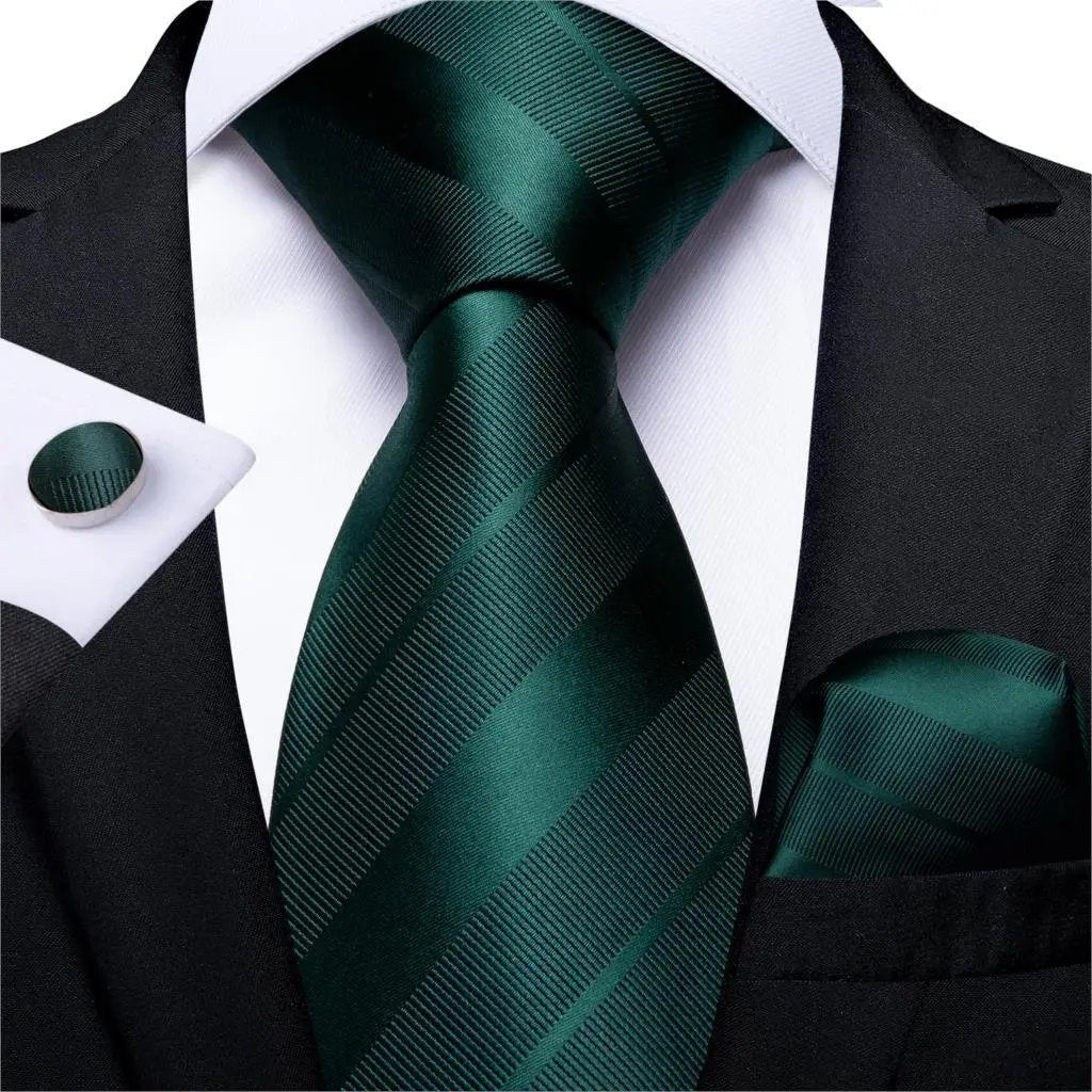 Designer Silk Necktie Hanky & Cufflink Set Groomsmen Accessories Luxurious Weddings