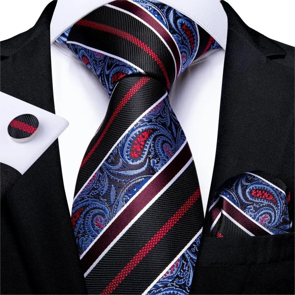 Designer Silk Necktie Hanky & Cufflink Set Groomsmen Accessories Luxurious Weddings