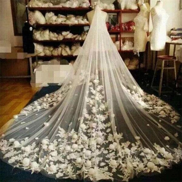 Floral Wedding Veils Hand Made Flower 3m - Luxurious Weddings