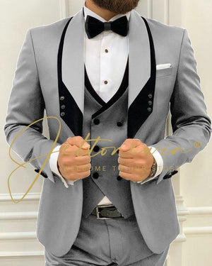 Formal Fashion Black Slim Fit Suits 3 Piece Groom Tuxedo - Luxurious Weddings
