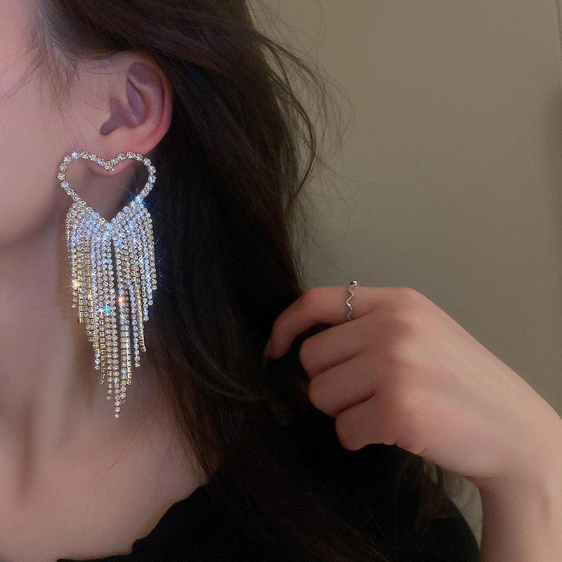 Full Rhinestone Tassel Earrings Earrings Luxurious Weddings