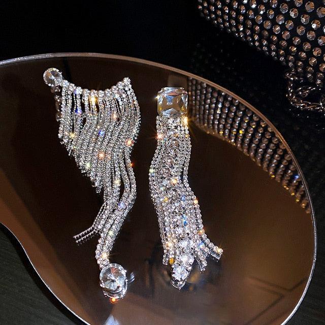 Full Rhinestone Tassel Earrings Earrings Luxurious Weddings