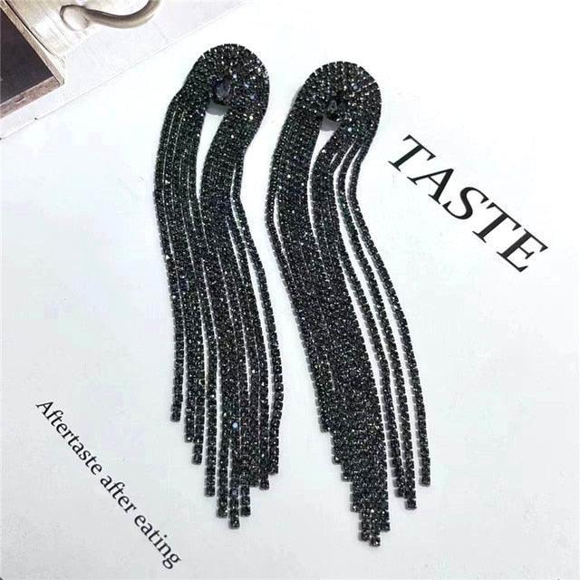 Full Rhinestone Tassel Earrings Earrings Luxurious Weddings