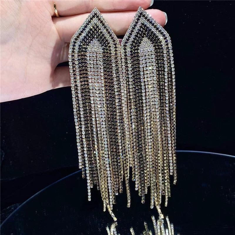 Full Rhinestone Tassel Earrings Earrings Luxurious Weddings