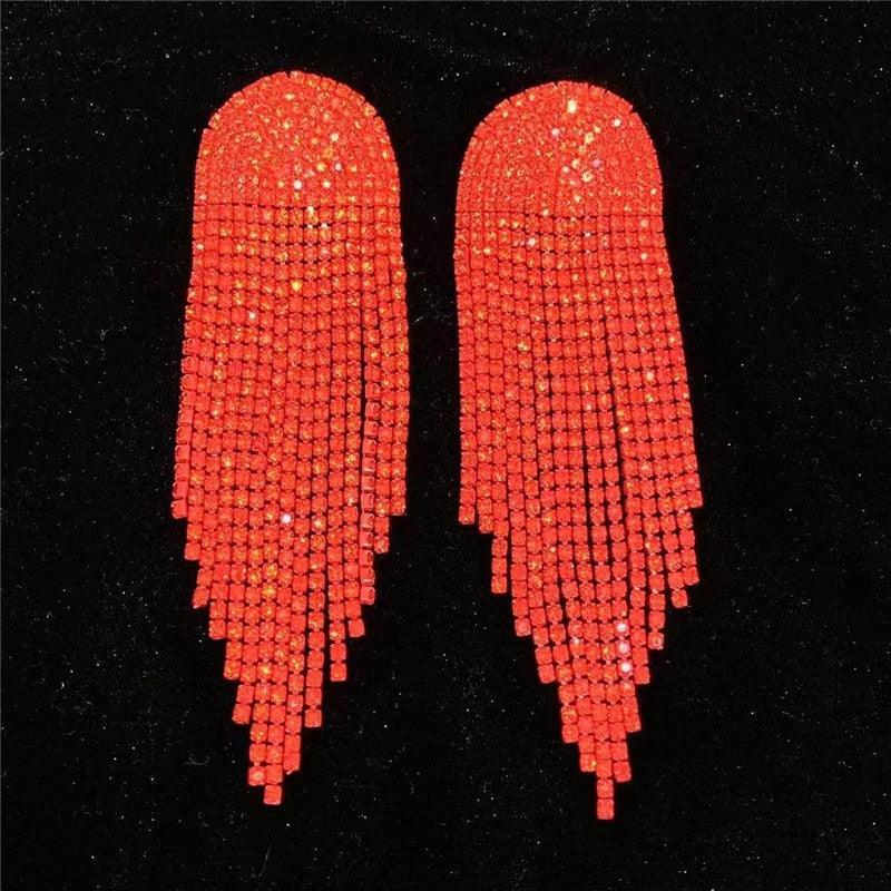 Full Rhinestone Tassel Earrings Earrings Luxurious Weddings