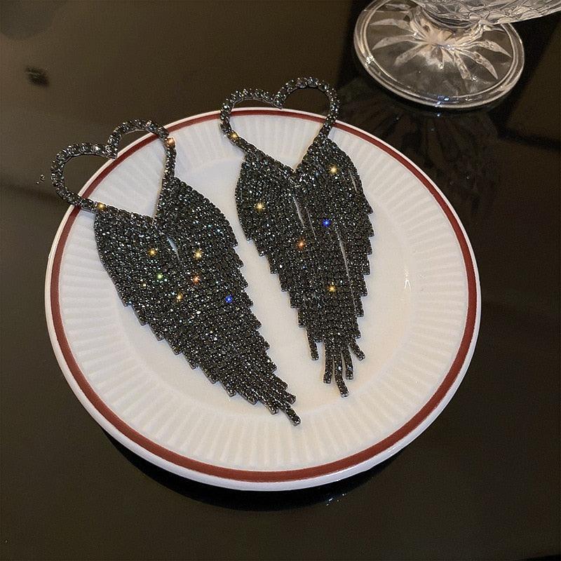 Full Rhinestone Tassel Earrings Earrings Luxurious Weddings
