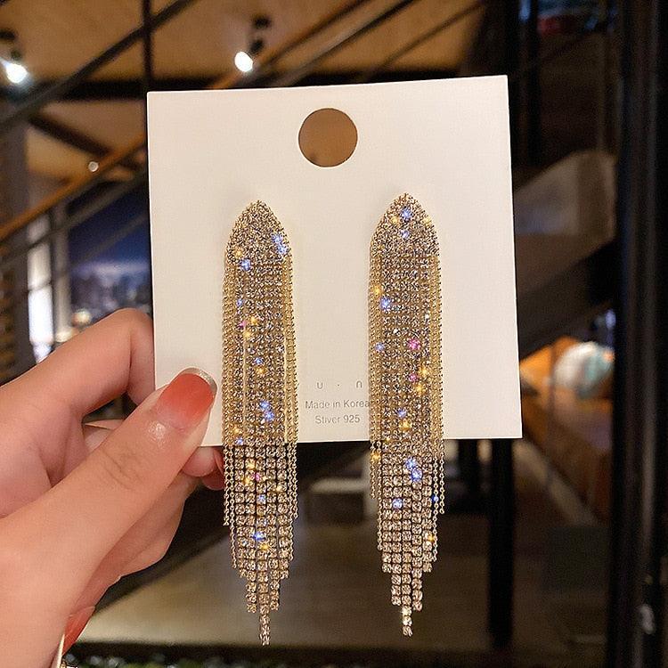 Full Rhinestone Tassel Earrings Earrings Luxurious Weddings