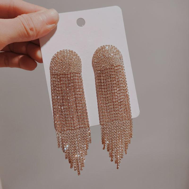 Full Rhinestone Tassel Earrings Earrings Luxurious Weddings