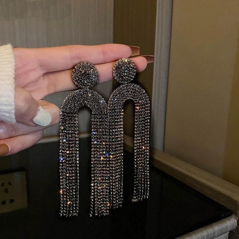 Full Rhinestone Tassel Earrings Earrings Luxurious Weddings