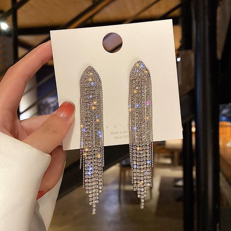 Full Rhinestone Tassel Earrings Earrings Luxurious Weddings