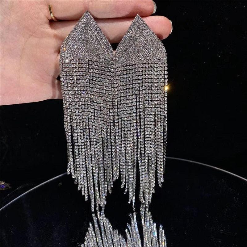 Full Rhinestone Tassel Earrings Earrings Luxurious Weddings