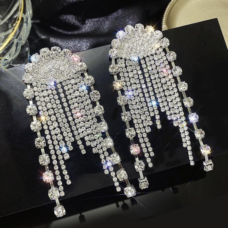 Full Rhinestone Tassel Earrings Earrings Luxurious Weddings