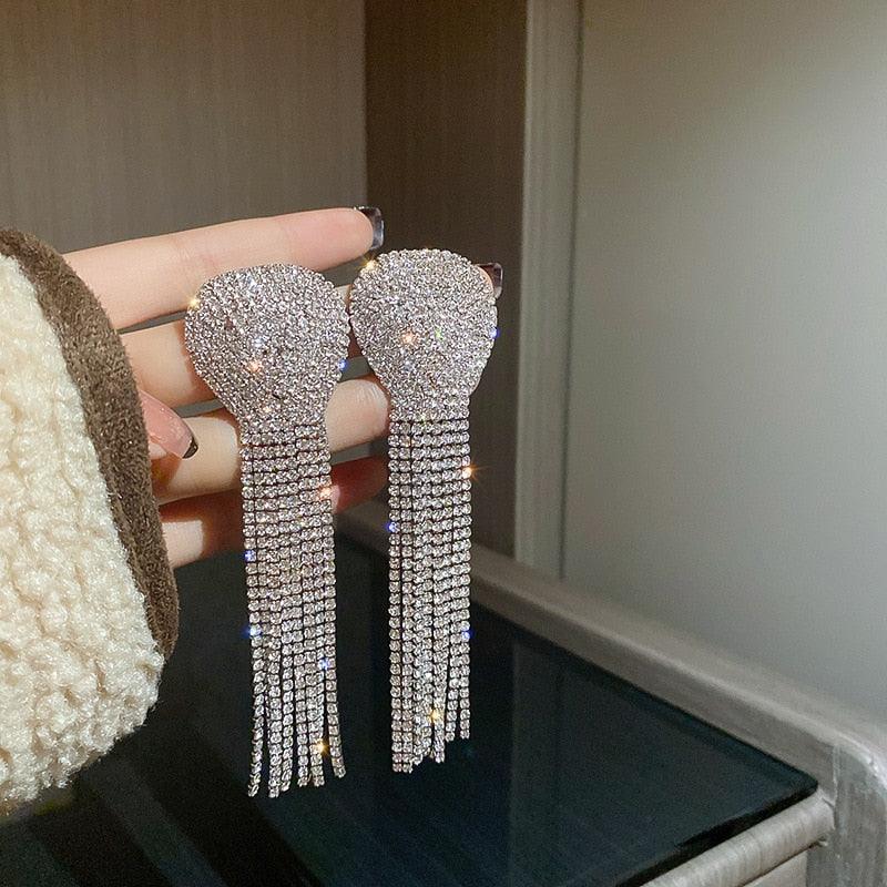 Full Rhinestone Tassel Earrings Earrings Luxurious Weddings