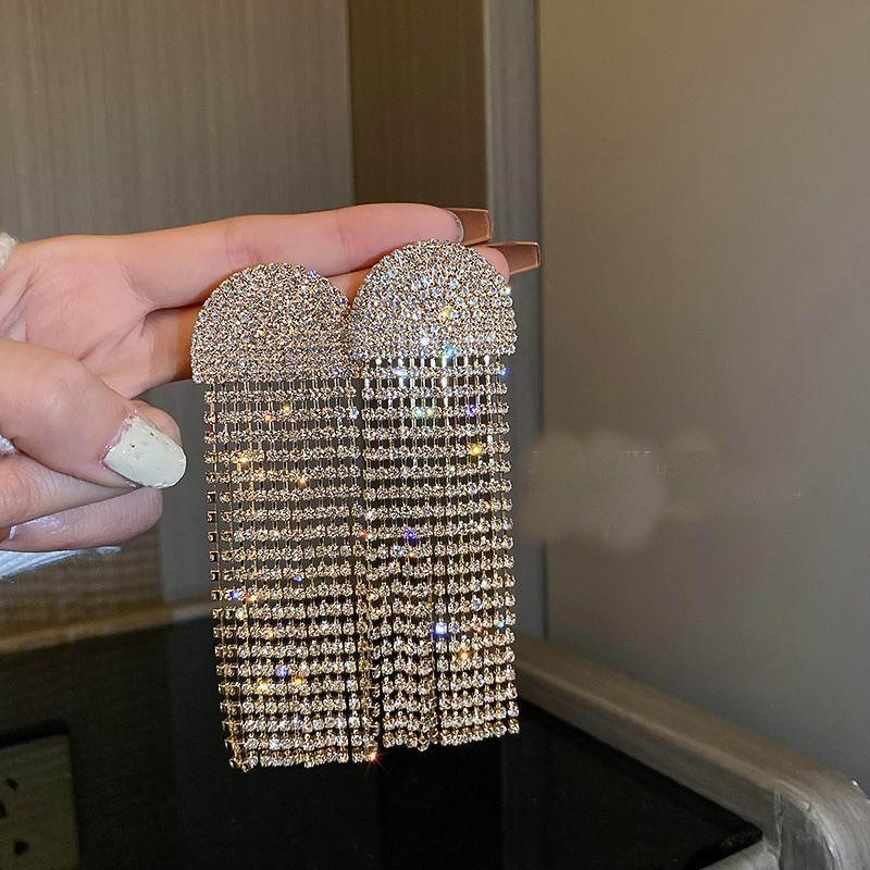 Full Rhinestone Tassel Earrings Earrings Luxurious Weddings