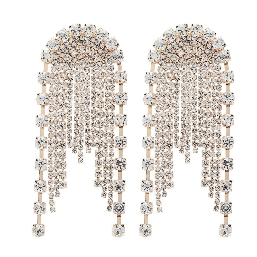 Full Rhinestone Tassel Earrings Earrings Luxurious Weddings