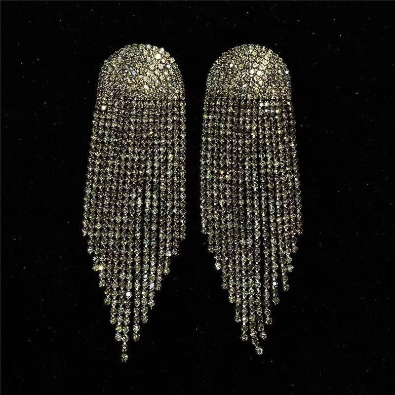 Full Rhinestone Tassel Earrings Earrings Luxurious Weddings