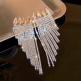 Full Rhinestone Tassel Earrings Earrings Luxurious Weddings