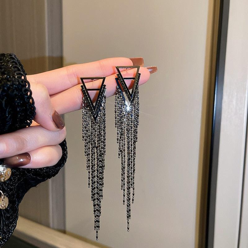 Full Rhinestone Tassel Earrings Earrings Luxurious Weddings