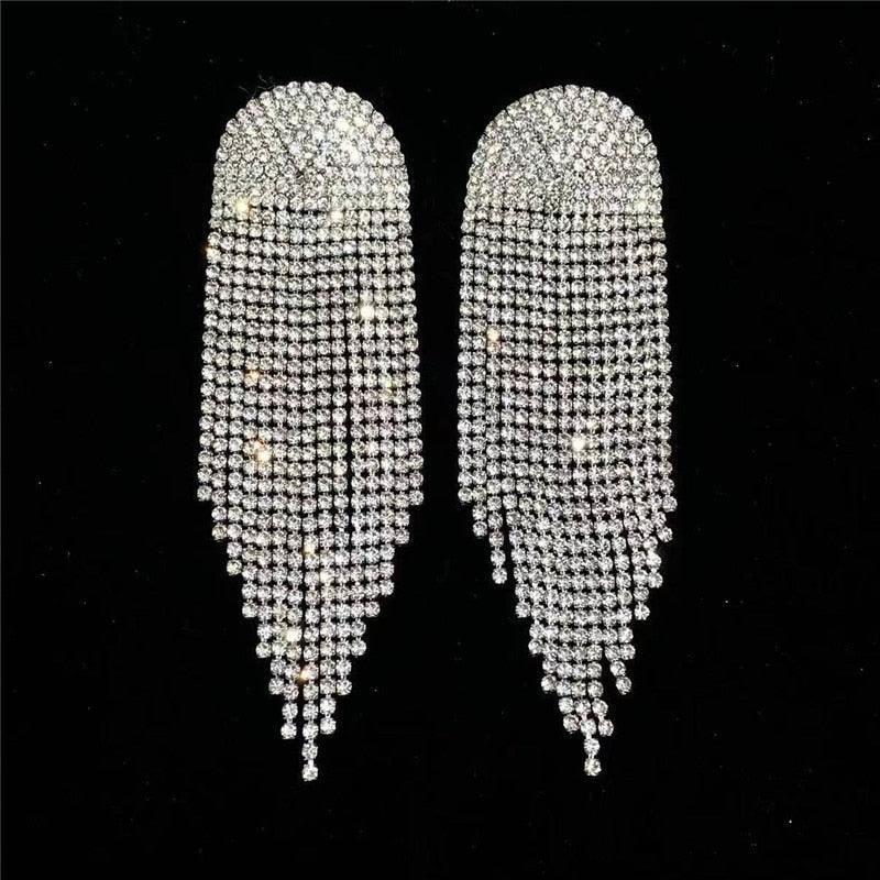 Full Rhinestone Tassel Earrings Earrings Luxurious Weddings