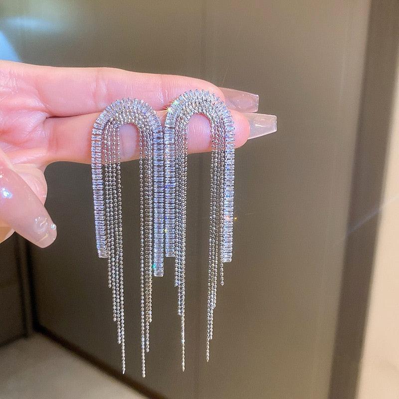 Full Rhinestone Tassel Earrings Earrings Luxurious Weddings