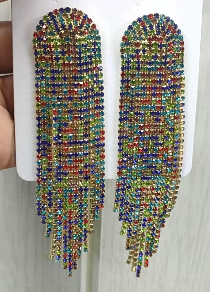 Full Rhinestone Tassel Earrings Earrings Luxurious Weddings