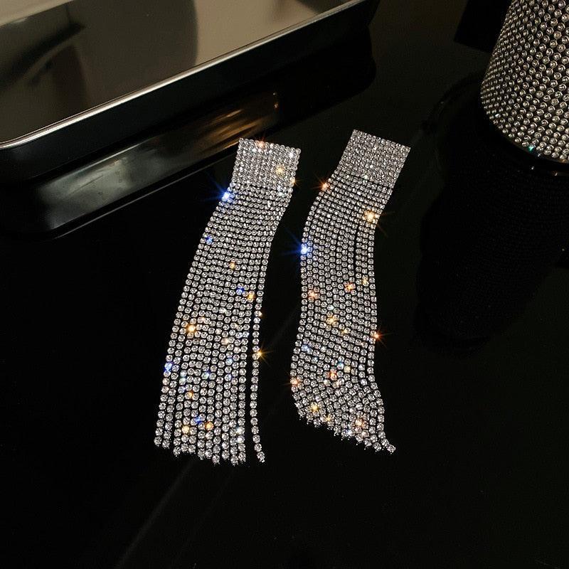 Full Rhinestone Tassel Earrings Earrings Luxurious Weddings