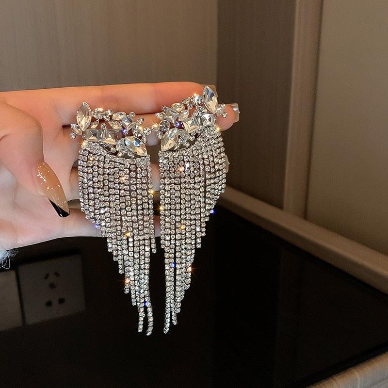 Full Rhinestone Tassel Earrings Earrings Luxurious Weddings