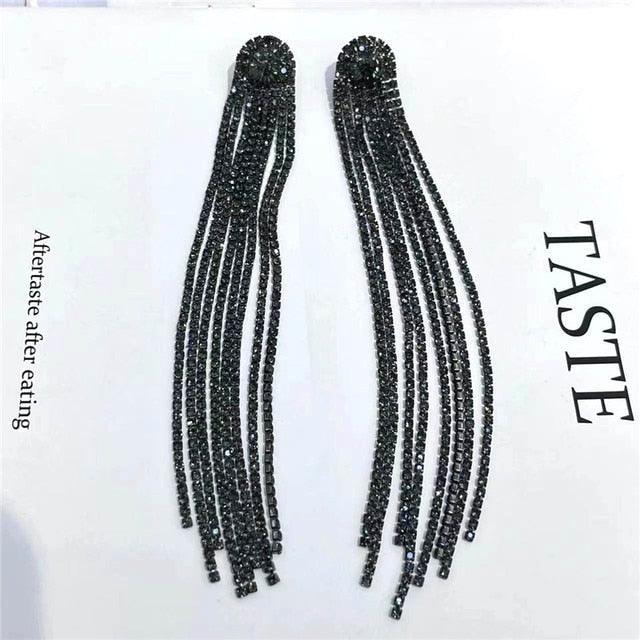 Full Rhinestone Tassel Earrings Earrings Luxurious Weddings