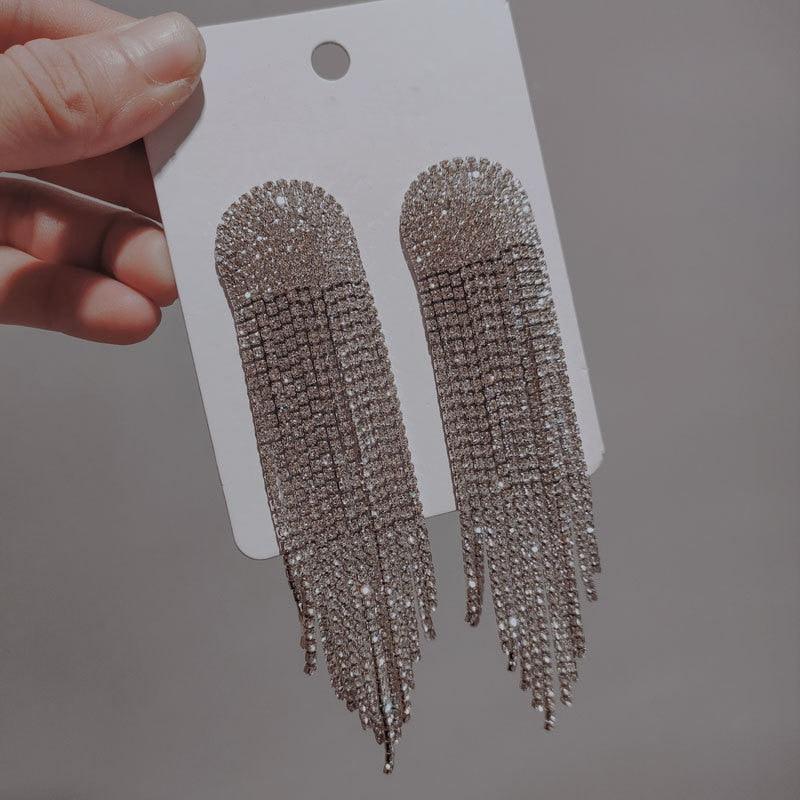 Full Rhinestone Tassel Earrings Earrings Luxurious Weddings