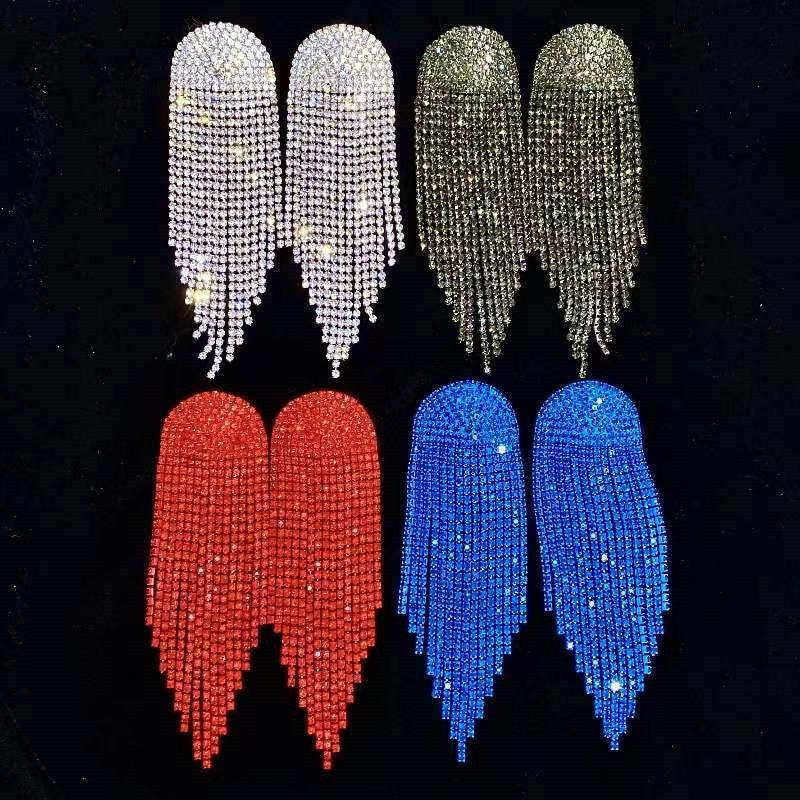 Full Rhinestone Tassel Earrings Earrings Luxurious Weddings