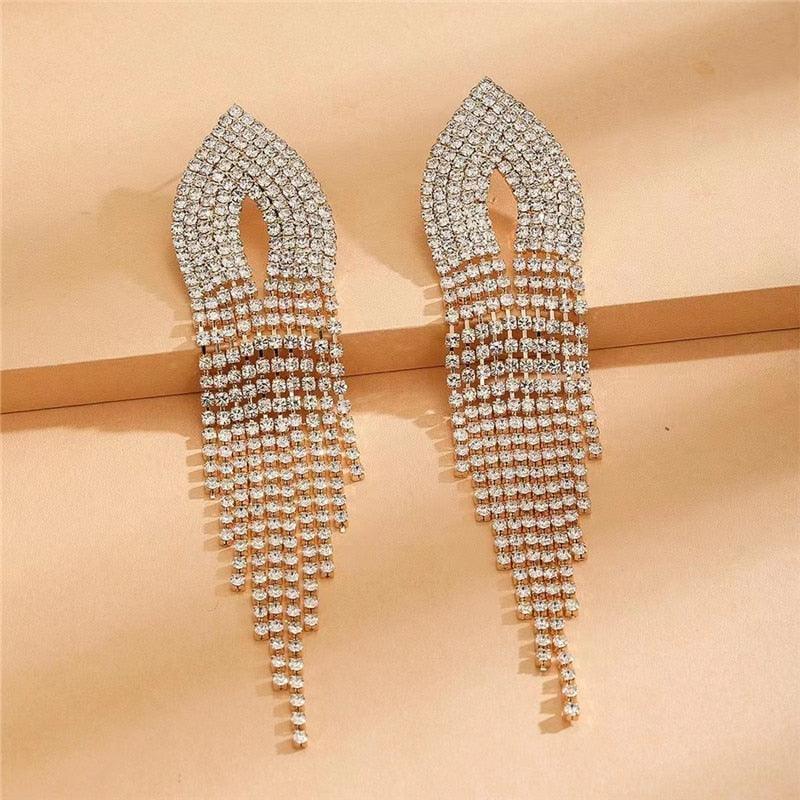Full Rhinestone Tassel Earrings Earrings Luxurious Weddings