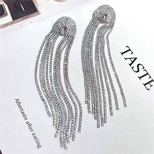 Full Rhinestone Tassel Earrings Earrings Luxurious Weddings