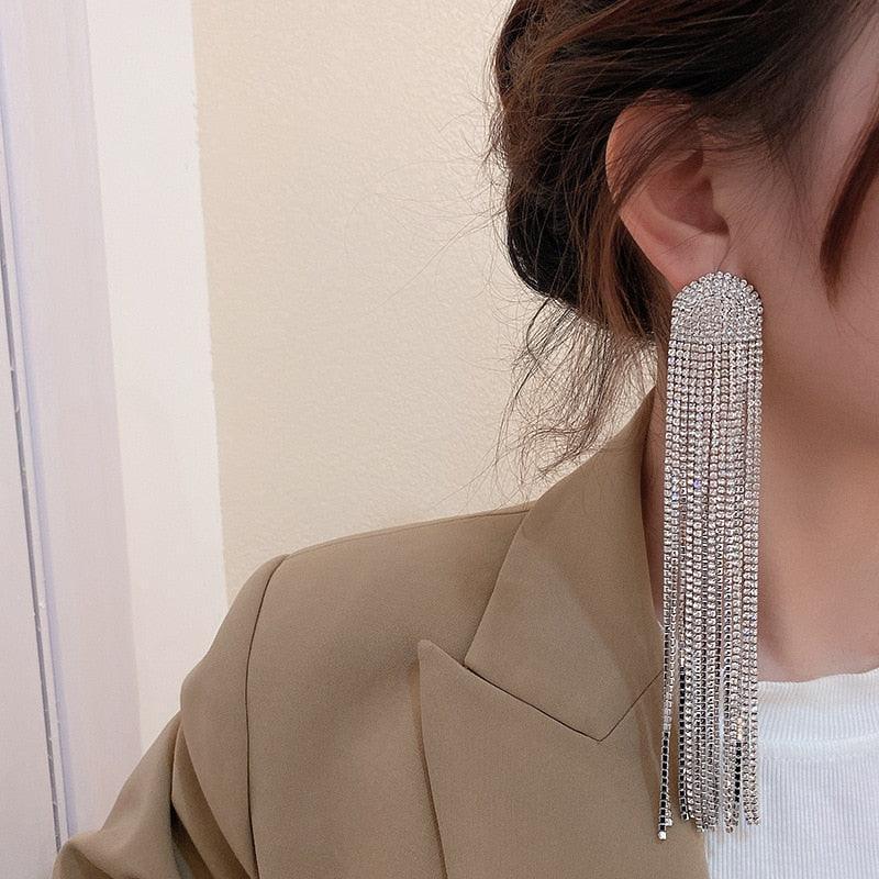 Full Rhinestone Tassel Earrings Earrings Luxurious Weddings