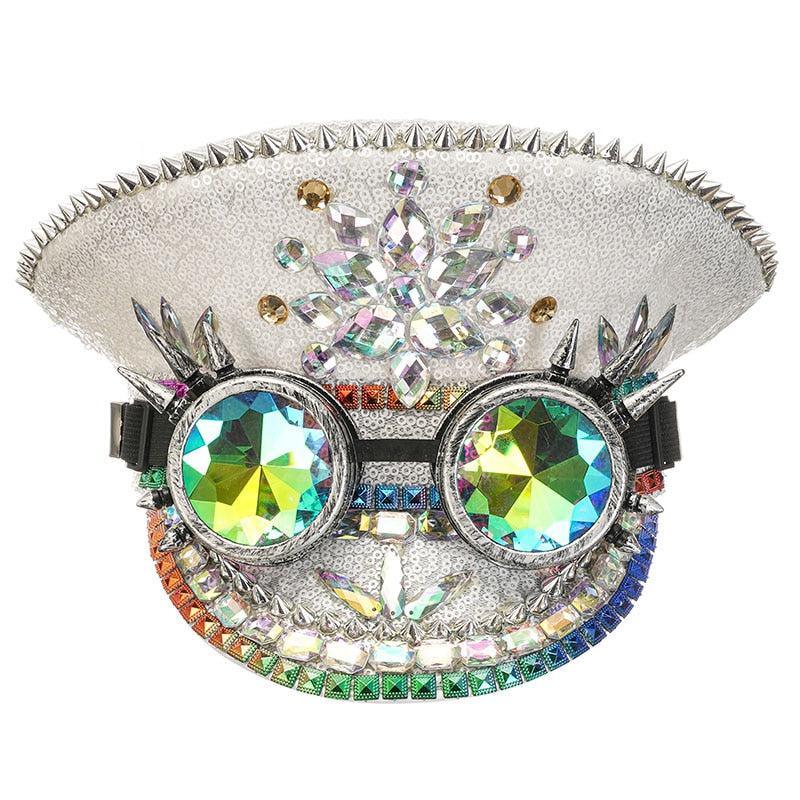 Sequined Beaded White Luxury Rhinestone Bridal Hat Pearl Beaded Hat Luxurious Weddings