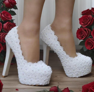 Lilly-Rose White Lace Bridal Shoes Bridal Shoes Luxurious Weddings