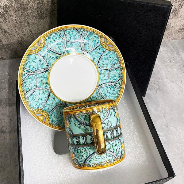 Luxury Porcelain Coffee Cups and Saucers Elegant Tea Cup Set Drink Milk Mug KitchenTableware Gift With Box - Luxurious Weddings