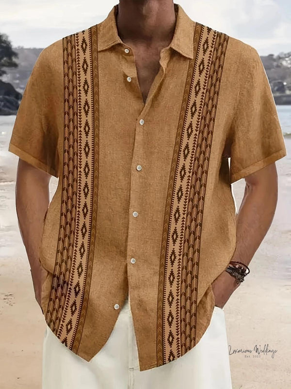 Men's Hawaiian Shirt - Casual Summer Beach Vacation Style - Luxurious Weddings